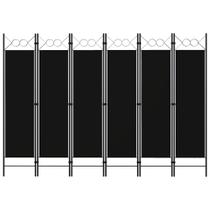Divisória de quarto vidaXL Tecido com estrutura de ferro preto de seis painéis