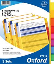 Divisórias Binder Oxford Heavy-Duty de 8 abas com bolsos (3 conjuntos) Divisórias Binder Oxford Heavy-Duty de 8 abas com bolsos (3 conjuntos)
