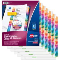 Divisórias de abas Avery 1-31 para encadernadores de 3 anéis, 6 conjuntos Divisórias de abas Avery 1-31 para encadernadores de 3 anéis, 6 conjuntos