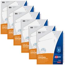 Divisórias de abas Avery Big Tab, conjunto extra amplo de 8 abas x 6 brancas
