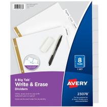 Divisórias de encadernação Avery 8-Tab Write & Erase White Big Tabs Divisórias de encadernação Avery 8-Tab Write & Erase White Big Tabs