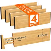 Divisórias de gaveta Lifewit Bamboo 4 High 30-43 cm, pacote com 4 Divisórias de gaveta Lifewit Bamboo 4 High 30-43 cm, pacote com 4