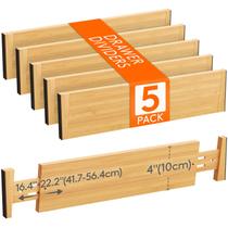 Divisórias de gaveta Lifewit Bamboo, pacote com 5, 16-22 cm para roupas Divisórias de gaveta Lifewit Bamboo, pacote com 5, 16-22 cm para roupas