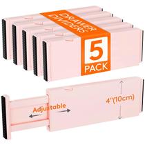 Divisórias de gaveta Lifewit, pacote com 5, 4 cm de altura, 28-43 cm, rosa, ABS