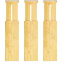 Divisórias de gaveta VaeFae Bamboo, pacote com 3, ajustáveis de 30 a 43 cm