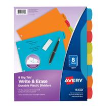 Divisórias de plástico Avery Big Tab Write & Erase, conjuntos de 8 abas x24 Divisórias de plástico Avery Big Tab Write & Erase, conjuntos de 8 abas x24