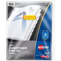 Divisórias impressas para encadernadores de 3 anéis, conjunto de 8 abas Avery 11528 Divisórias impressas para encadernadores de 3 anéis, conjunto de 8 abas Avery 11528
