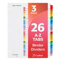 Divisórias para Fichário Cardinal com Abas A-Z Pacote com 3 Multicoloridas