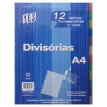 Divisórias para Fichário Universitários 12 Índices Transparentes Coloridas com Visor - Y.E.S