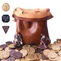 DND Coins Byhoo 70 unidades com bolsa de couro PU (30 de ouro, 20 de prata)