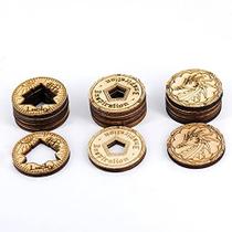 DND Tokens Laser Cut Wood Coins Conjunto de 15 em 3 Estilos - Trevo da Sorte, Inspiração e Dragão - Perfeito para Dungeons & Dragons, Desbravador, RPG e Jogo de Tabuleiro - CZYY