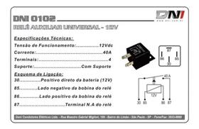 Dni0102 rele auxiliar com suporte 40a 12v Dni0102 rele auxiliar com suporte 40a 12v