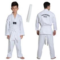 Dobok Infantil Kimono Roupa Taekwondo Unissex Brim 100% Algodão com Faixa Branca