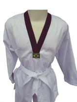 Dobok Taekwondo Adulto Tam. A0 Cor Branca Gola Preta em Brim pesado