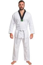 Dobok Taekwondo Adulto Tam. A4 Cor Branca Gola Preta em Brim pesado
