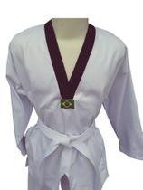Dobok Taekwondo Adulto Tam. A4 Cor Branca Gola Preta em Brim pesado