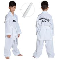 Dobok Taekwondo Infantil Kimono Oxford com Faixa Branca