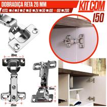 Dobradiça 26mm Curva Metal Slim Kit 50 a 200un Porta Móveis Armário Fixador Com Parafusos Dobradiça 26mm Curva Metal Slim Kit 50 a 200un Porta Móveis Armário Fixador Com Parafusos