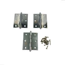 Dobradiça 3 1/2 x 3 cromada c/ anel tolemat pino bola jogo cartela 3 peças + parafusos 700521 Dobradiça 3 1/2 x 3 cromada c/ anel tolemat pino bola jogo cartela 3 peças + parafusos 700521
