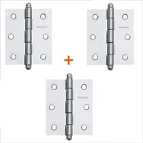 Dobradiça 3025 aço cromado 3x2.1/2" c/ rolamento 3pcs pado