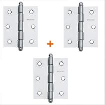 Dobradiça 3025 aço cromado 3x2.1/2" c/ rolamento 3pcs pado