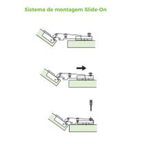 Dobradiça 35mm 110º Reta TN Inox Slow com Calço Slide-On e Amortecedor FGVTN