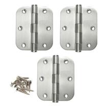 Dobradiça 3x2,5 Aço Inox Escovado com Rolamento Canto Redondo Cartela 3Un Única