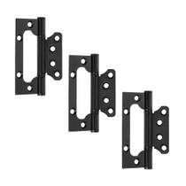 Dobradiça 4x3 de Sobrepor com Aba Embutida Aço Inox Preto Blister com 3un Única