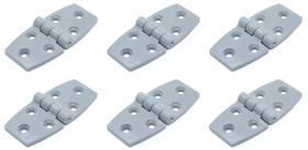 Dobradiça 6 Furos Nylon Cinza 35x74mm Barco Lancha Kit 6 Dobradiça 6 Furos Nylon Cinza 35x74mm Barco Lancha Kit 6