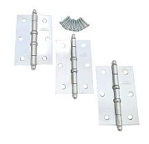 Dobradiça De Aço União Mundial 3.1/2'' x 2.5/16'' Com Anel Cromada Kit 3 Peças
