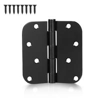 Dobradiça de porta KNOBWELL, pacote com 24, 10 x 10 cm, 5/8 polegadas, raio, preto fosco