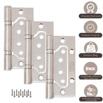 Dobradiça De Porta Sobrepor Com Rolamento Inox Escovado Silvana