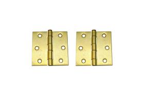 Dobradiça de topo para porta QCAA 6 x 6 cm, aço com acabamento banhado a latão, 2 unidades