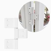 Dobradica Encaixe Aluminio Linha Gold Tripla 3 Abas Dob-3828 Porta Giro Abrir Branco Kit C/ 2un Max Dobradica Encaixe Aluminio Linha Gold Tripla 3 Abas Dob-3828 Porta Giro Abrir Branco Kit C/ 2un Max