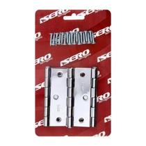Dobradiça isero kit c/3 - ferro pino reversivel 3 1/2" leve - cromado