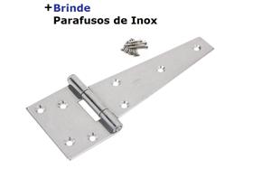 Dobradiça Leme Aço Inox Porteira Portão Madeira Triangulo 75x150