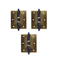 Dobradiça para porta antique ouro velho 3 1/2 x 3 c/ anel tolemat 3 peças + parafusos Dobradiça para porta antique ouro velho 3 1/2 x 3 c/ anel tolemat 3 peças + parafusos