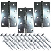 Dobradiça Porta Zincada kit 3 Peças