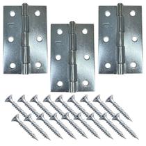 Dobradiça Porta Zincada kit 3 Peças