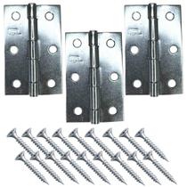Dobradiça Porta Zincada kit 3 Peças