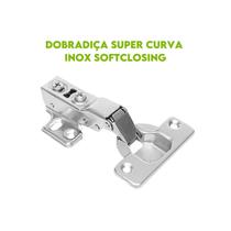 Dobradiça Super Curva Aço Inox 35mm Soft Closing Calco Fixo