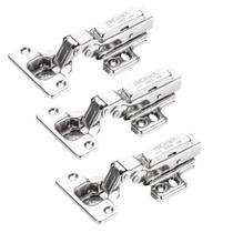 Dobradiça Super Curva Inox Amortecedor Click 03 Peças Móveis