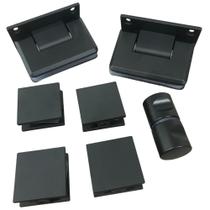 Dobradiças 1012 com puxador e suportes 1329 Kit Preto - Alumínios Cometa Dobradiças 1012 com puxador e suportes 1329 Kit Preto - Alumínios Cometa