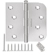 Dobradiças de porta AmzGod Brushed Nickel de 4 polegadas com quadrado e 5/8