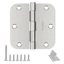 Dobradiças de porta AmzGod, níquel escovado, pacote com 42, 9 cm, arredondadas Dobradiças de porta AmzGod, níquel escovado, pacote com 42, 9 cm, arredondadas