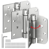 Dobradiças de porta com fechamento automático ISOKER de 4 polegadas, pacote com 3 unidades de níquel escovado Dobradiças de porta com fechamento automático ISOKER de 4 polegadas, pacote com 3 unidades de níquel escovado