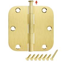 Dobradiças de porta HOSOM em latão acetinado 8,9 cm, pacote com 30, 5/8, raio