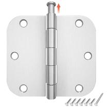 Dobradiças de porta HOSOM em níquel escovado 8,9 x 8,9 cm com raio de 1,6 cm