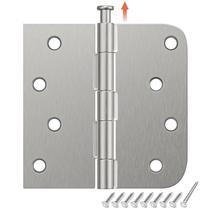 Dobradiças de porta HOSOM, níquel escovado, 10 cm, 5/8, raio, 27 kg, pacote com 12