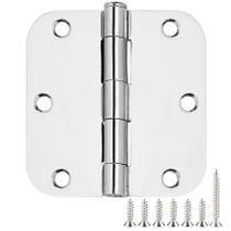Dobradiças de porta JIW arredondadas 8,9 cm, raio de 1,6 cm, cromo polido, 12 unidades Dobradiças de porta JIW arredondadas 8,9 cm, raio de 1,6 cm, cromo polido, 12 unidades